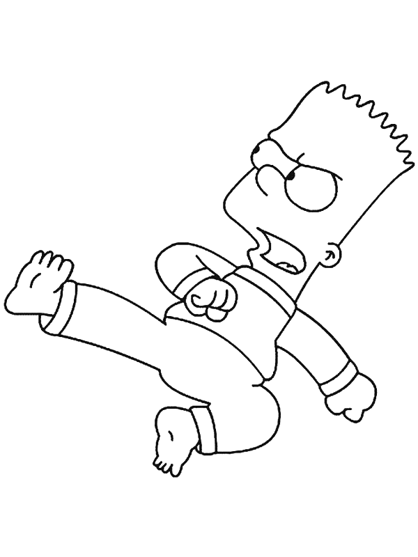 coloriage bart simpson fait du karate
